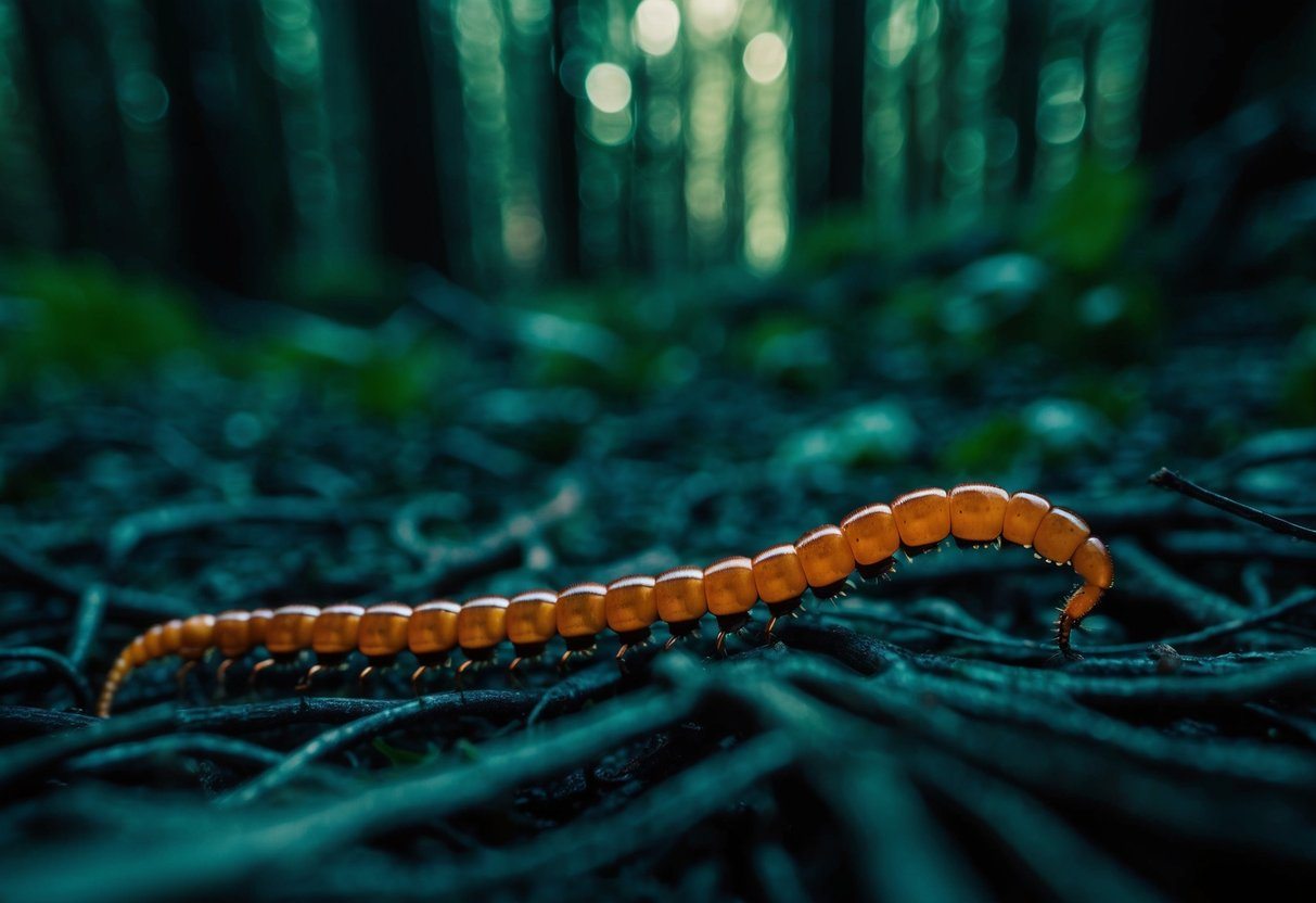 Um sonho de uma centopéia rastejando por uma floresta escura e emaranhada