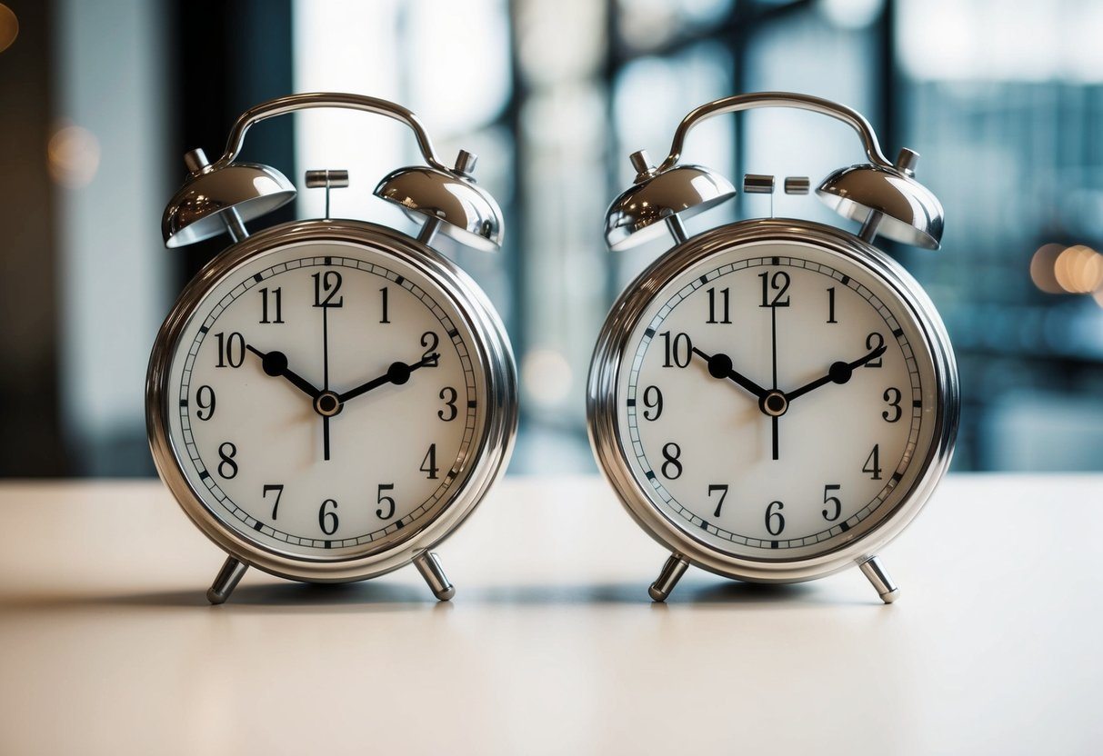 Um relógio exibindo horas e minutos idênticos