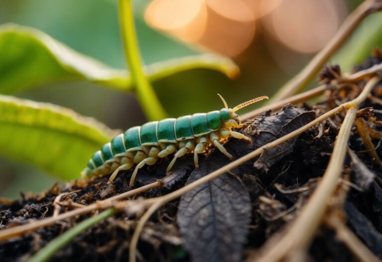 Um sonho de larvas rastejando através de matéria vegetal em decomposição