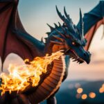 Um dragão sonhando e cuspindo fogo