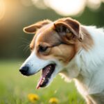 Um cachorro coçando furiosamente, com um carrapato grudado em seu pelo
